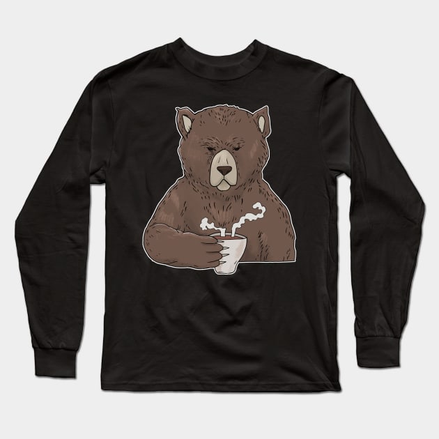 Grumpy Bear with Coffee Morning Grouch Long Sleeve T-Shirt by Mesyo